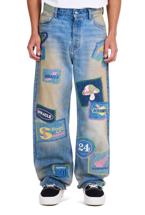 nahmias Moto Patch Jeans LIGHT WASH