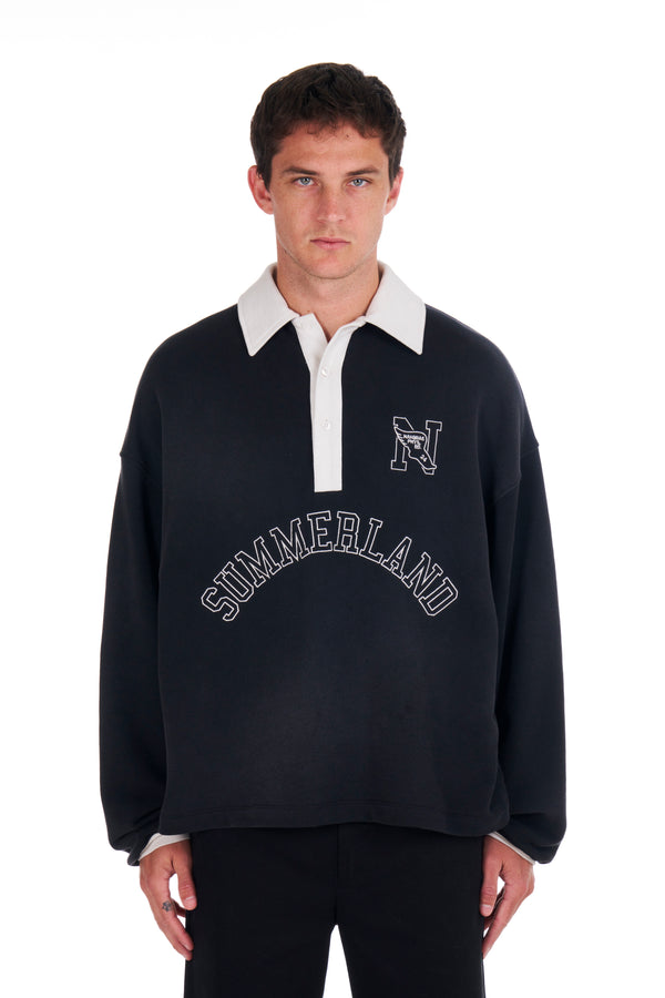 nahmias "N" L/S Polo Black