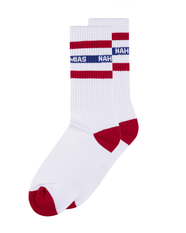 Nahmias Nahmias Red Striped Socks White