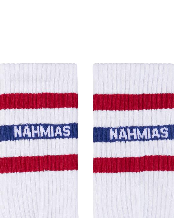 Nahmias Nahmias Red Striped Socks White