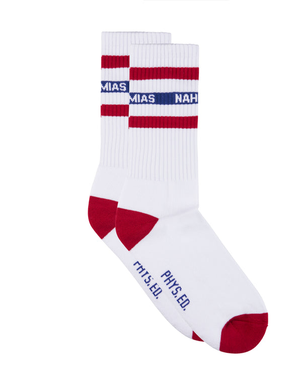 nahmias Nahmias Red Striped Socks White