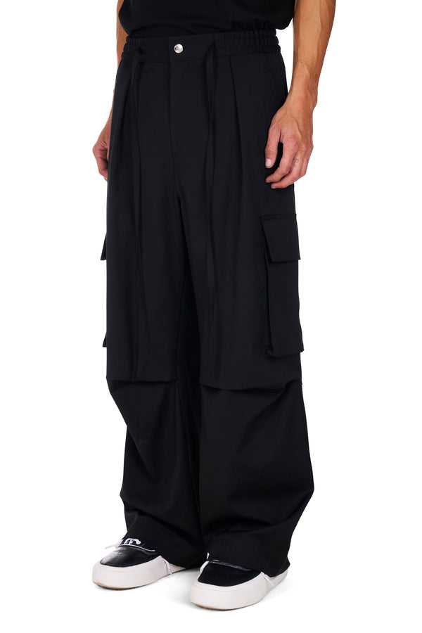 Nahmias Pleated Wool Cargos In Black Black