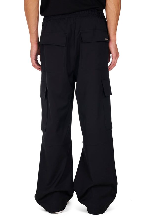 Nahmias Pleated Wool Cargos In Black Black