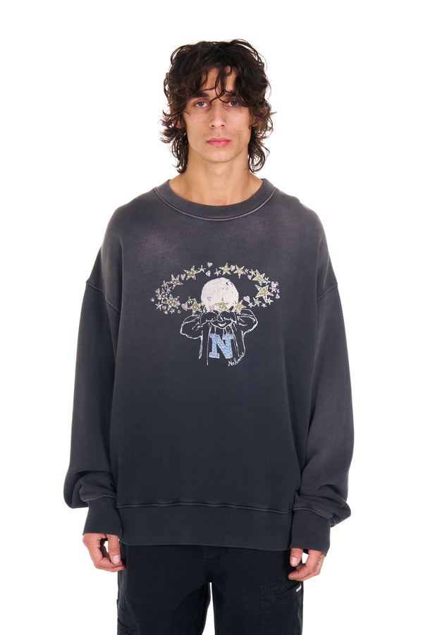 nahmias Star Kid Crewneck WORN BLACK