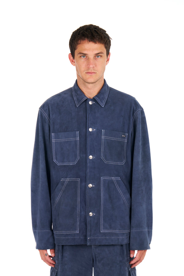 nahmias Suede Workman Jacket DENIM BLUE