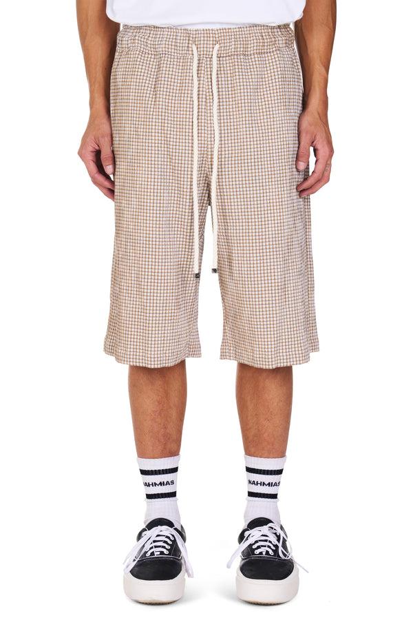 nahmias Summer Plaid Baggy Shorts SAND