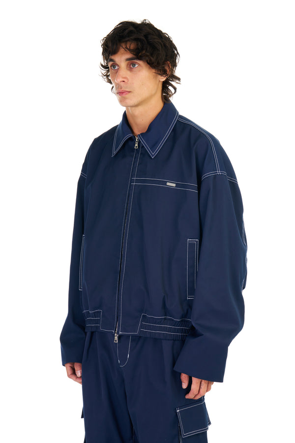 Nahmias Tech Twill Coach Jacket In Navy Navy