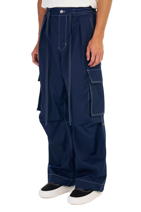 Nahmias Tech Twill Pleated Cargos Navy