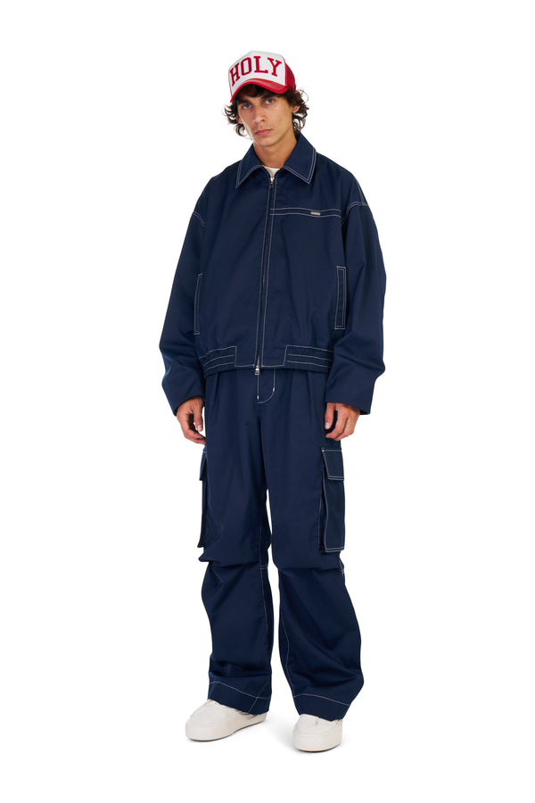 Nahmias Tech Twill Pleated Cargos Navy