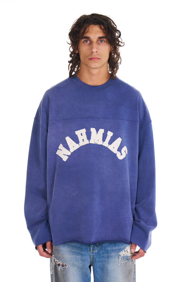 nahmias NAHMIAS VARSITY L/S T-SHIRT IN AGED BLUE AGED BLUE