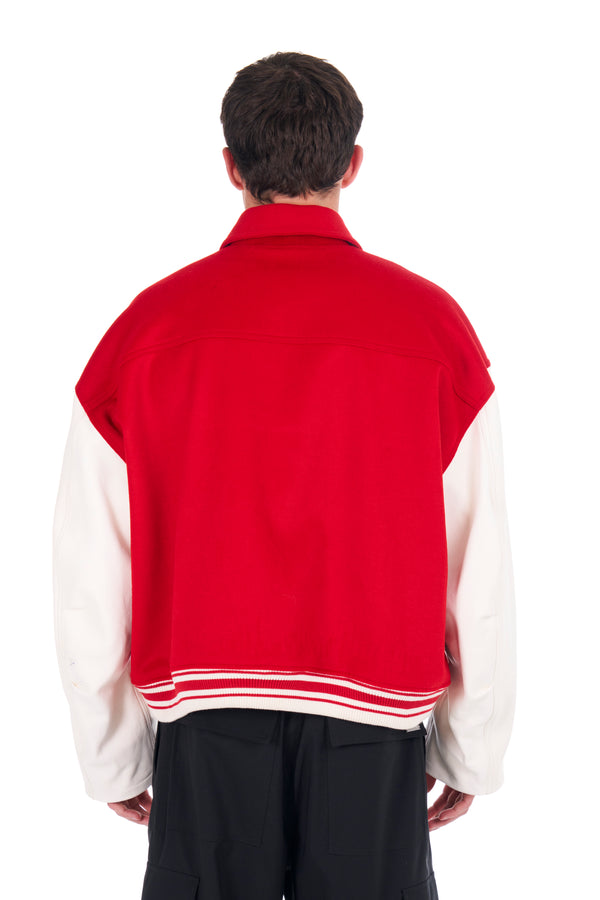 Nahmias Varsity Oversized Bomber CHERRY