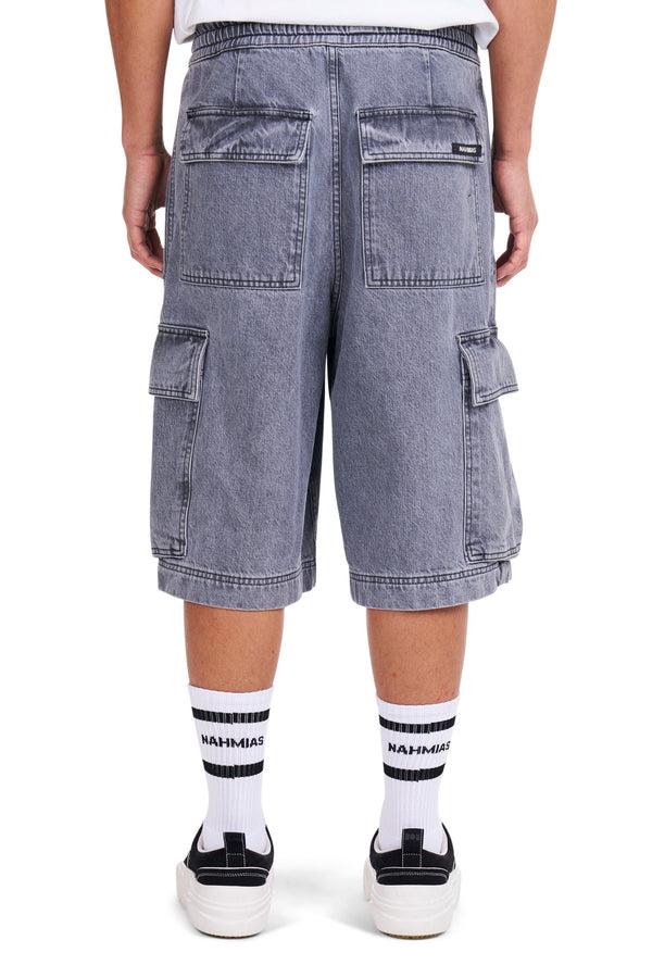 Nahmias Washed Pleated Cargo Shorts GREY WASH