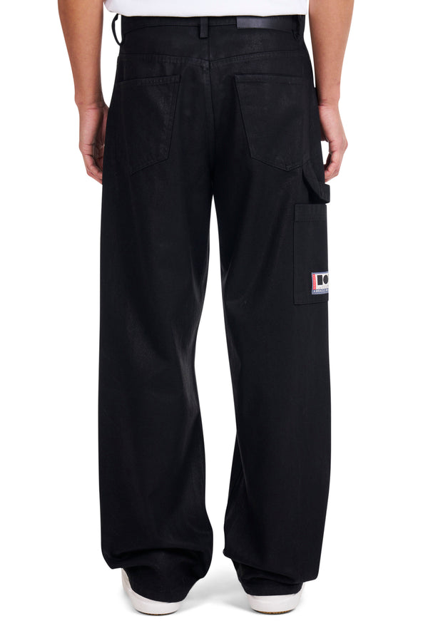 Nahmias Waxed Denim Baggy Jeans Black