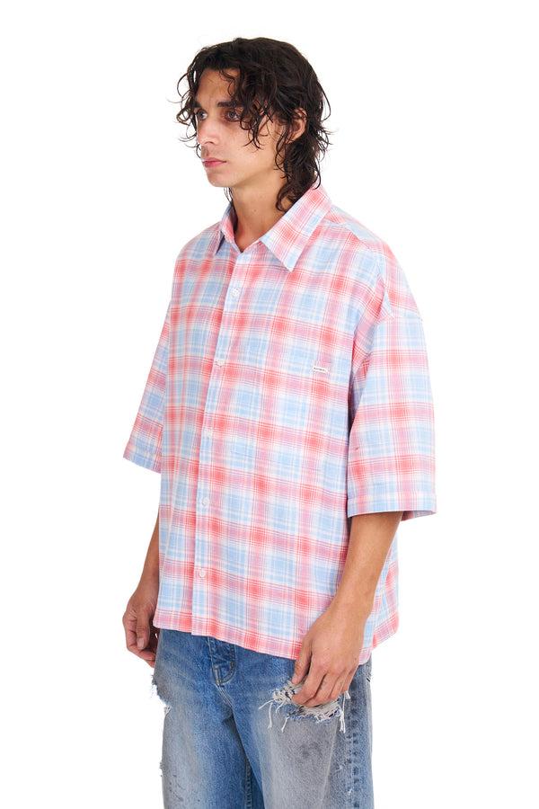 Nahmias Plaid Cropped S/S Shirt In Cherry Plaid CHERRY PLAID