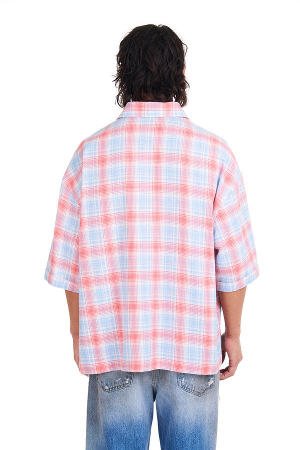 Nahmias Plaid Cropped S/S Shirt In Cherry Plaid CHERRY PLAID