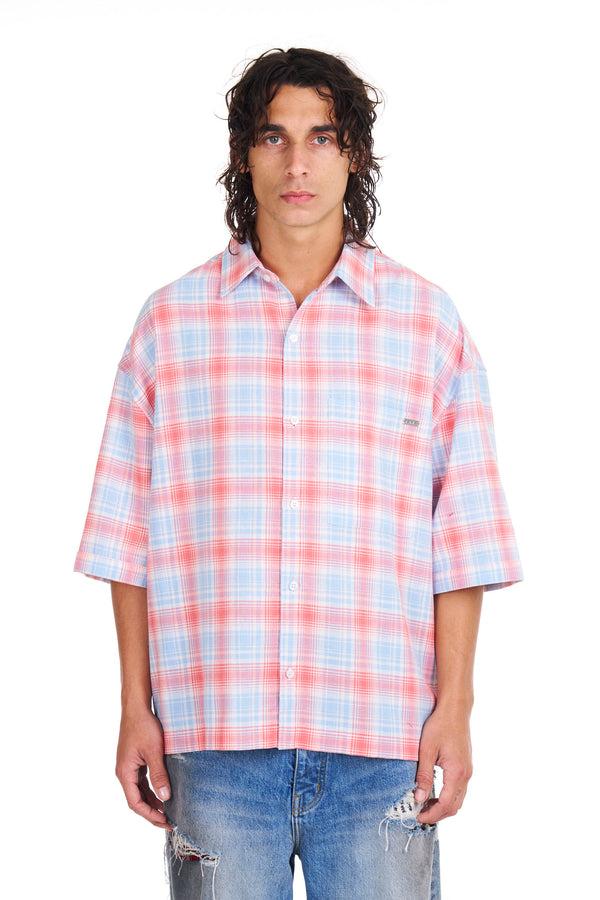 nahmias Plaid Cropped S/S Shirt in Cherry Plaid CHERRY PLAID
