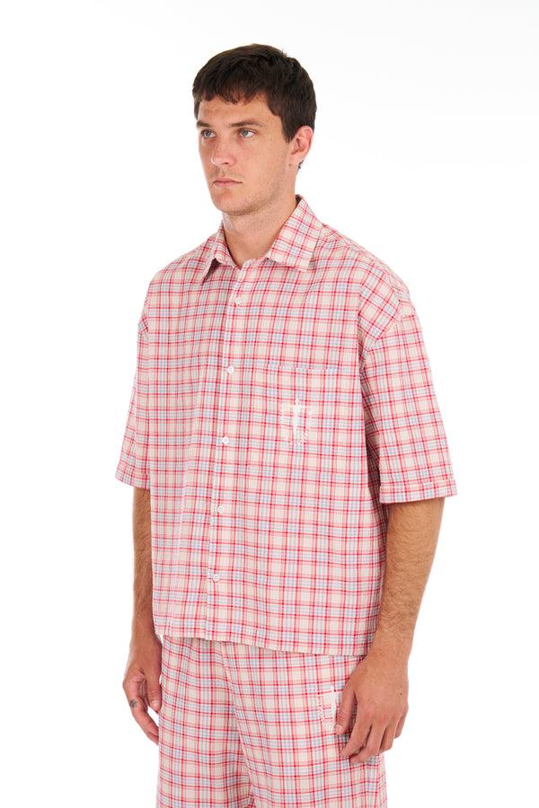 Nahmias Plaid Summerland Cropped S/S Shirt CHERRY PLAID