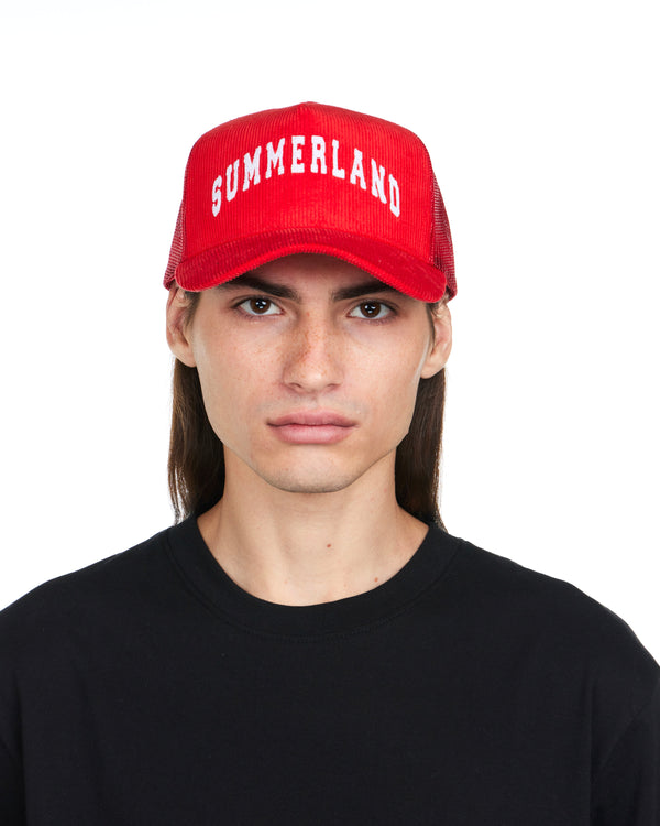 Nahmias Summerland Corduroy Trucker Hat In Cherry CHERRY