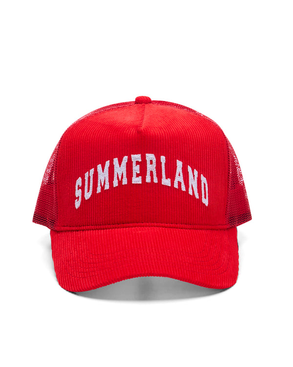 nahmias Summerland Corduroy Trucker Hat in Cherry CHERRY