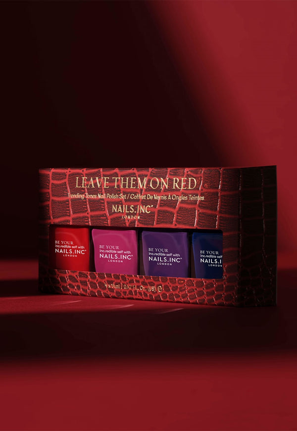 Nails Inc Leave Them On Red 4-Piece Nail Polish Set