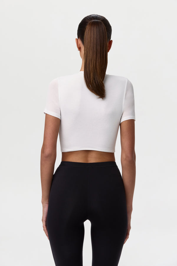 Naked Wardrobe Micro Modal Cropped Short Sleeve Top