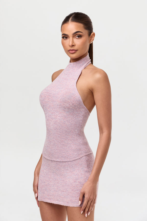 Naked Wardrobe Bouclé Knit Halter Top