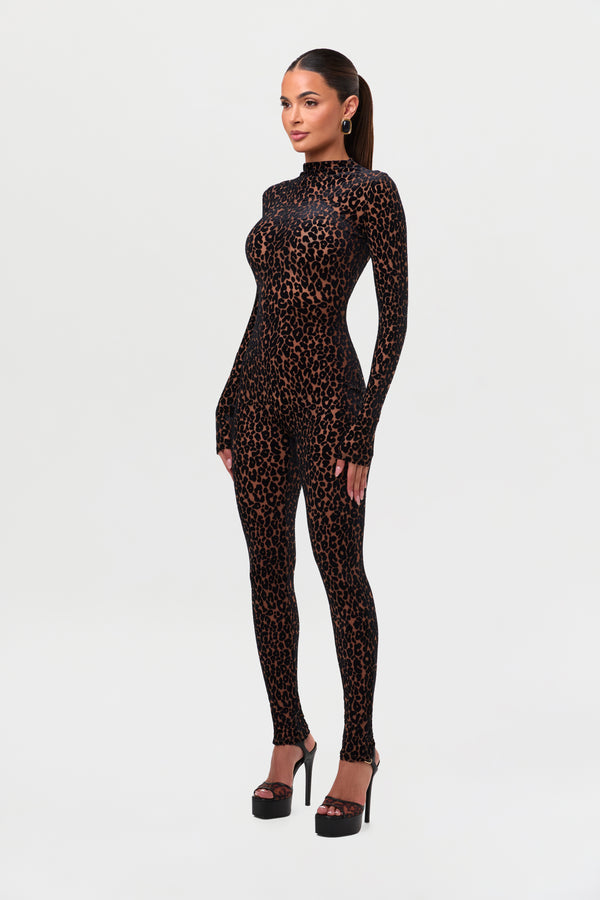 Naked Wardrobe Burnout Leopard Print Jumpsuit