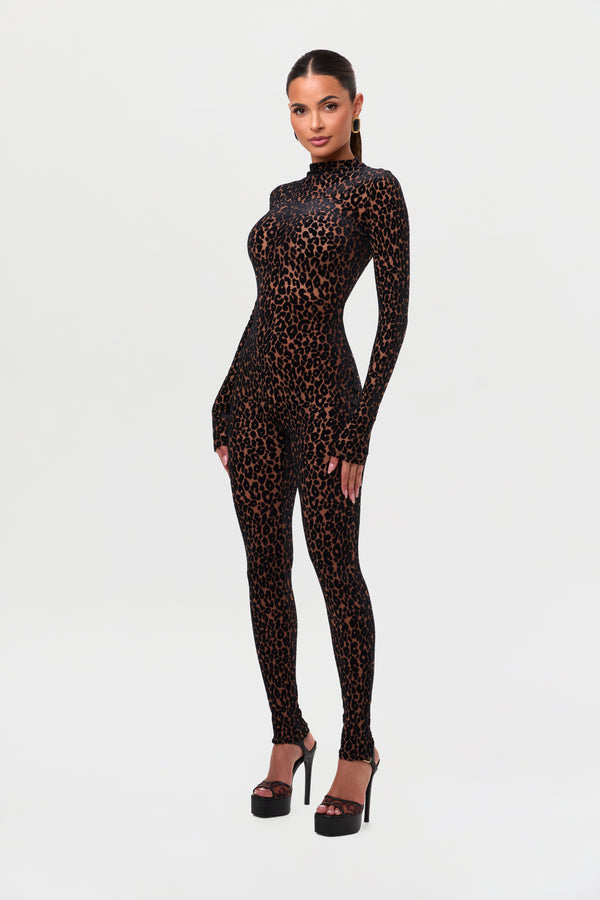 Naked Wardrobe Burnout Leopard Print Jumpsuit