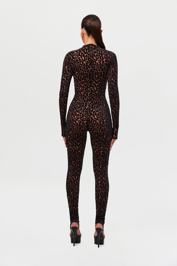 Naked Wardrobe Burnout Leopard Print Jumpsuit