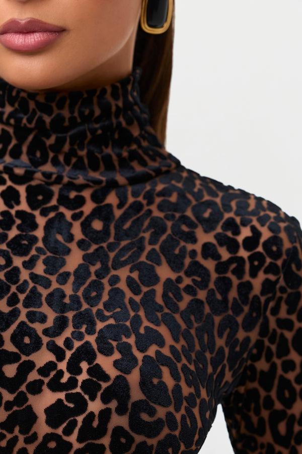 Naked Wardrobe Burnout Leopard Print Maxi Dress