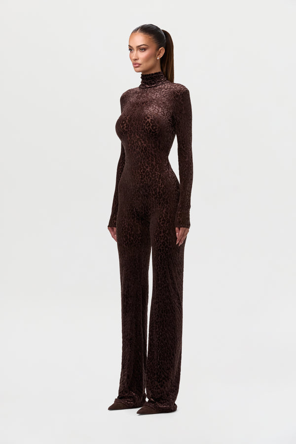 Naked Wardrobe Burnout Print Turtleneck Jumpsuit