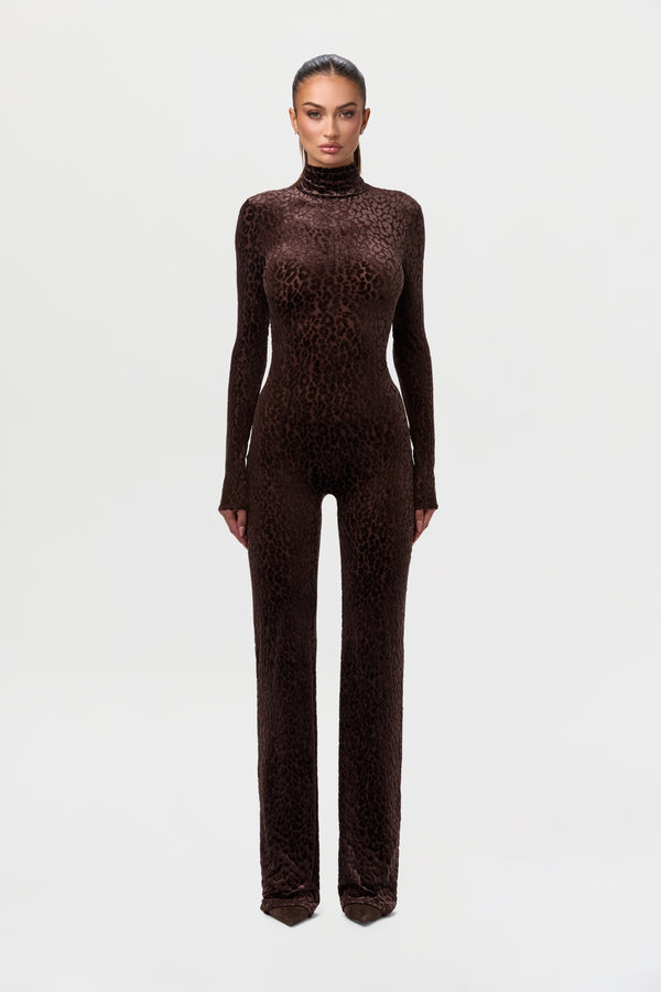 naked wardrobe Burnout Print Turtleneck Jumpsuit