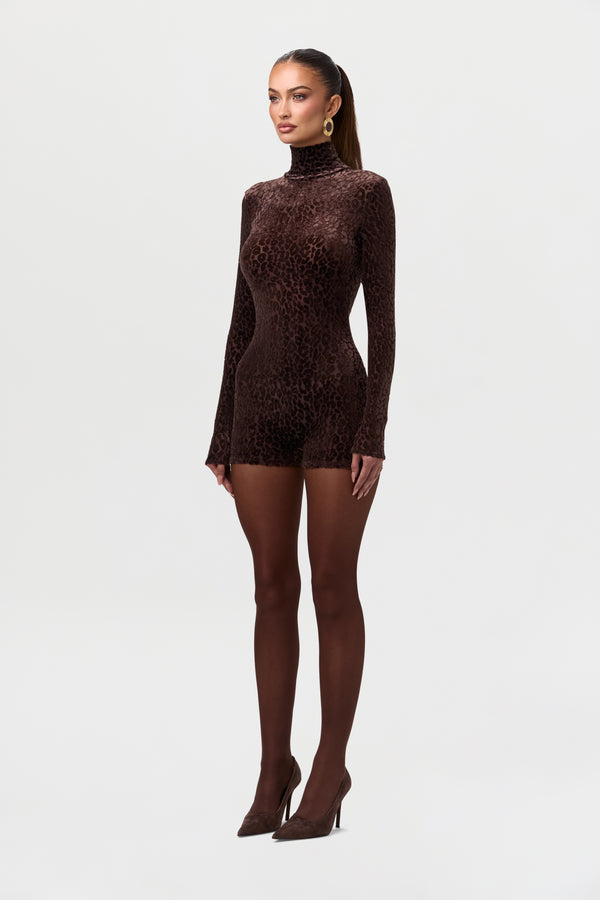 naked wardrobe Burnout Print Turtleneck Romper