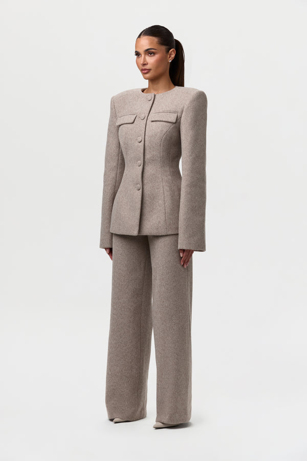 Naked Wardrobe Chevron Suited Button Up Blazer