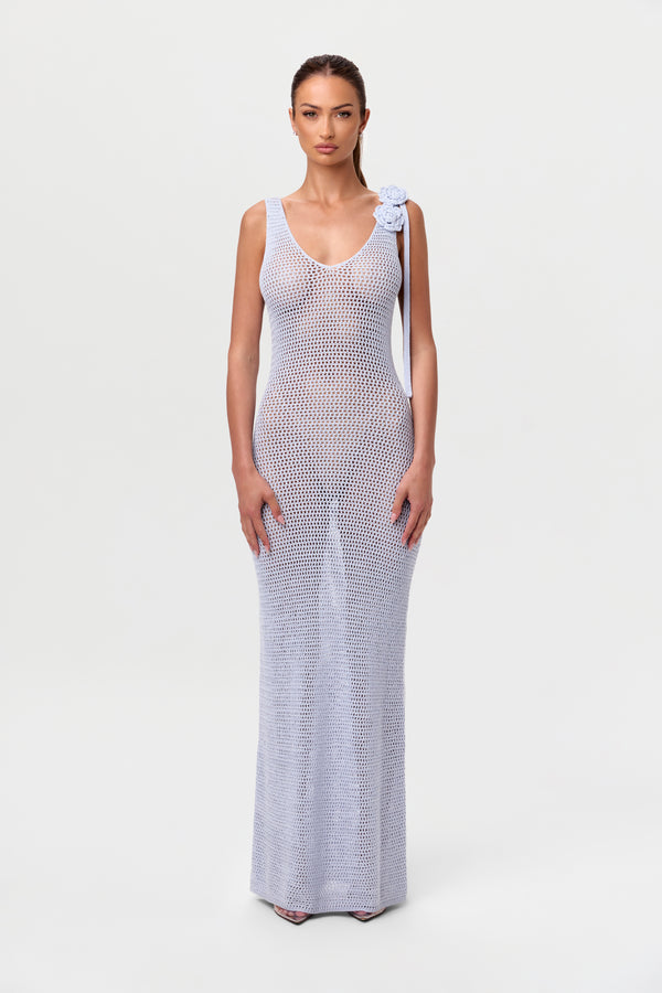 naked wardrobe Crochet Floral Maxi Dress