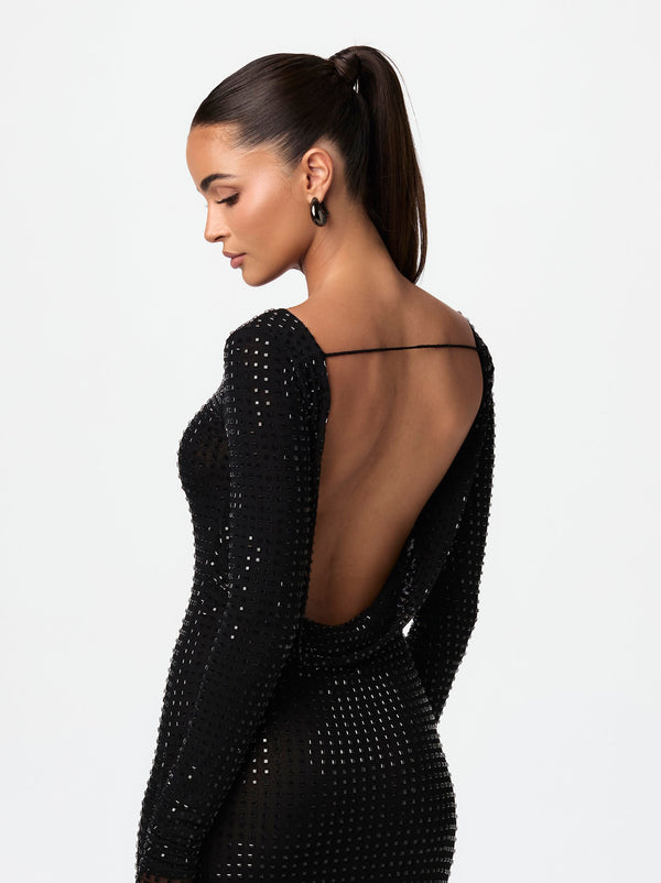 Naked Wardrobe Crystal Open Back Gown Petite