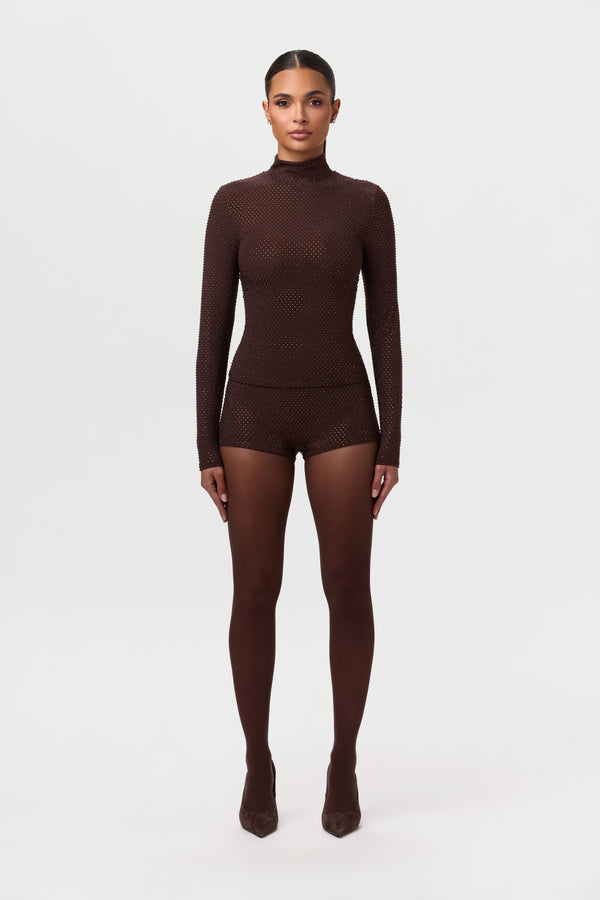 Naked Wardrobe Crystal Turtleneck Top