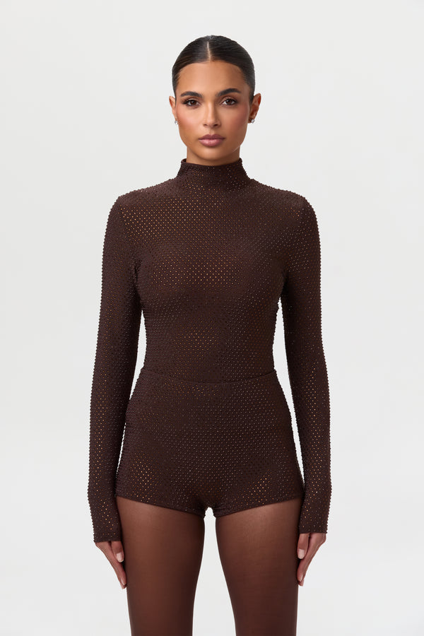 Naked Wardrobe Crystal Turtleneck Top