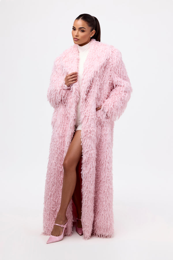 Naked Wardrobe Faux Feather Long Coat