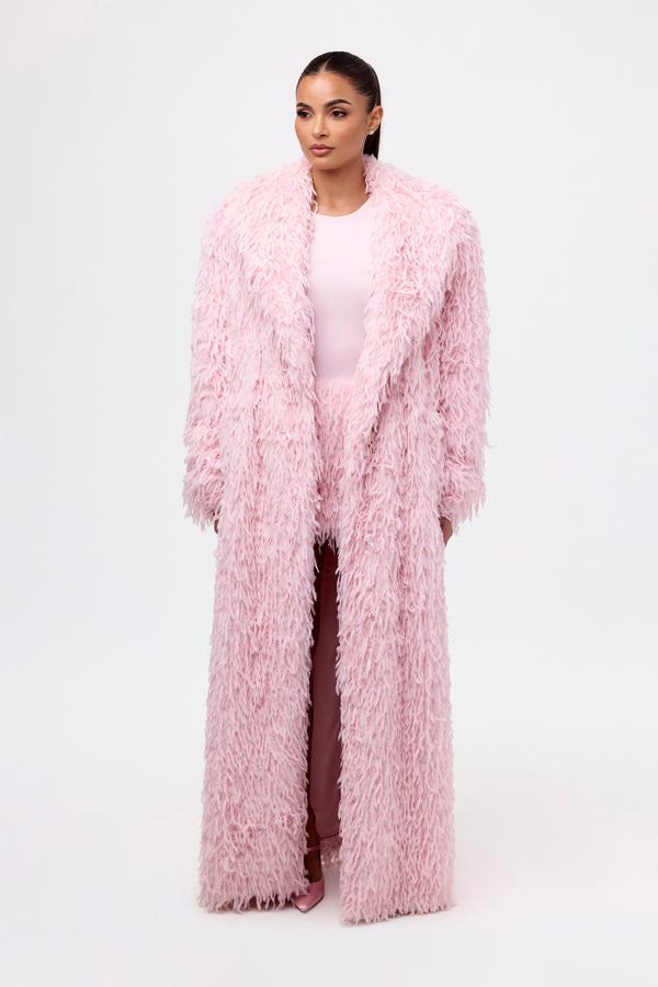 Naked Wardrobe Faux Feather Long Coat
