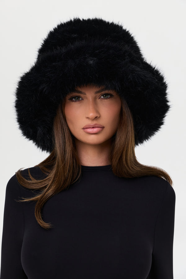 naked wardrobe Faux Fur Oversized Bucket Hat