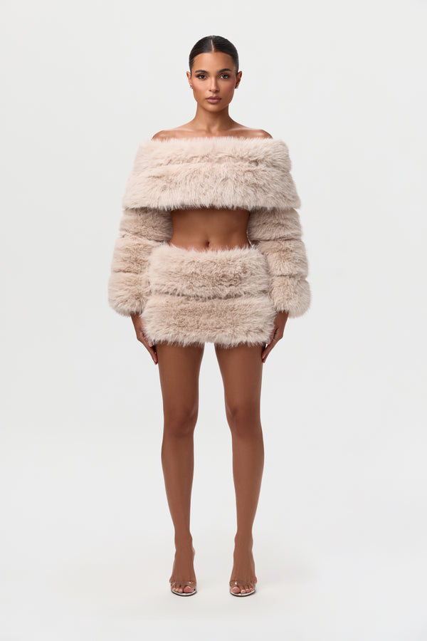 Naked Wardrobe Faux Fur Pelted Mini Skirt