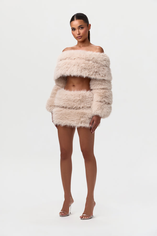 naked wardrobe Faux Fur Pelted Mini Skirt