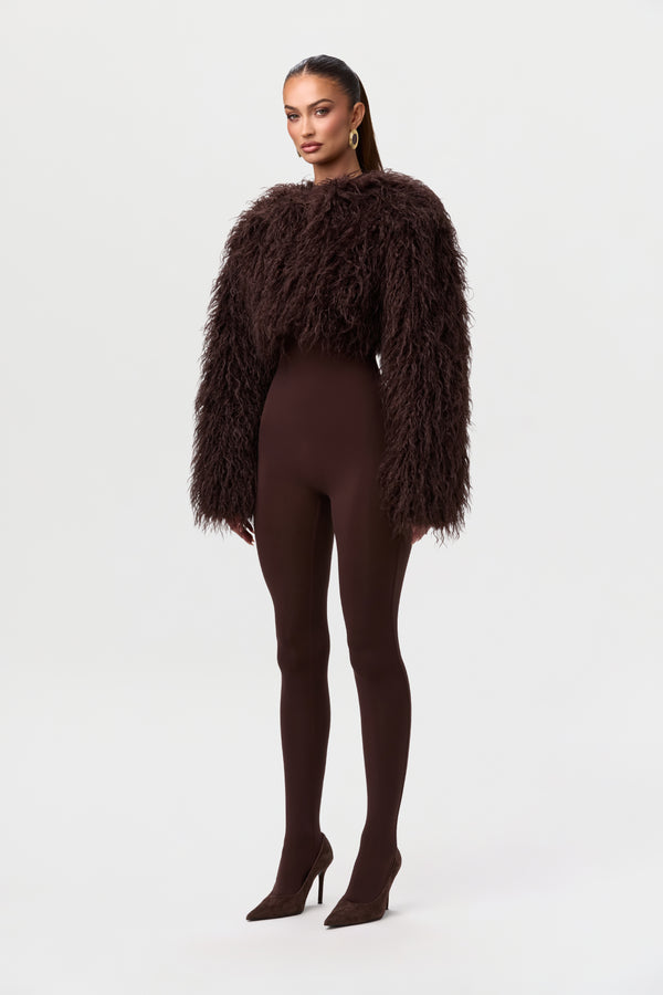 Naked Wardrobe Faux Fur Plush Cropped Jacket