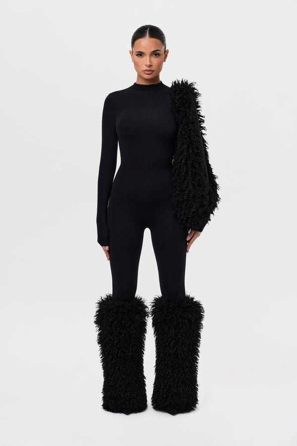 Naked Wardrobe Faux Fur Plush Leg Warmers