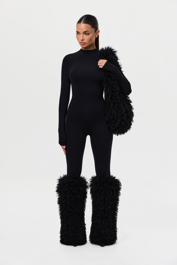 Naked Wardrobe Faux Fur Plush Leg Warmers