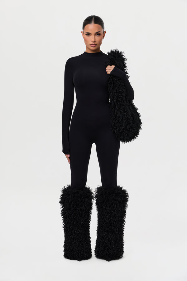 Naked Wardrobe Faux Fur Plush Shoulder Bag