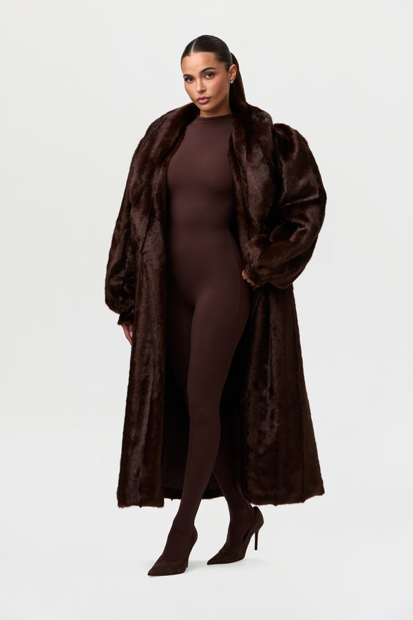 Naked Wardrobe Faux Mink Long Coat