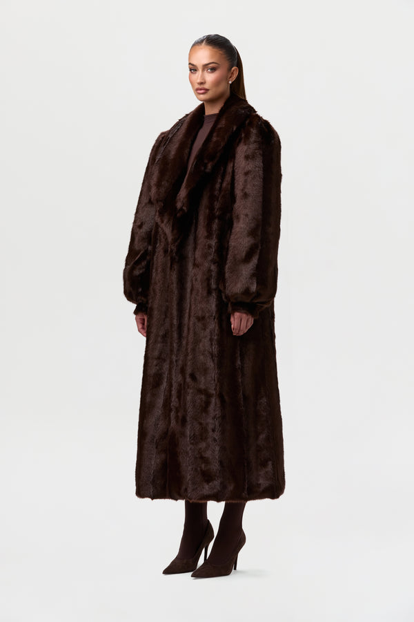 Naked Wardrobe Faux Mink Long Coat