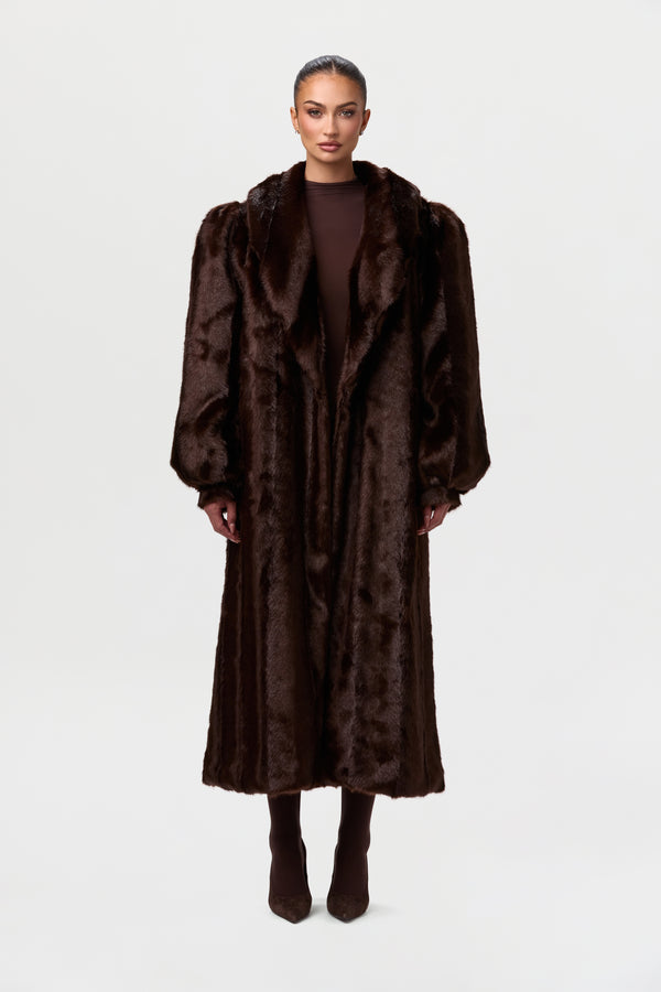Naked Wardrobe Faux Mink Long Coat